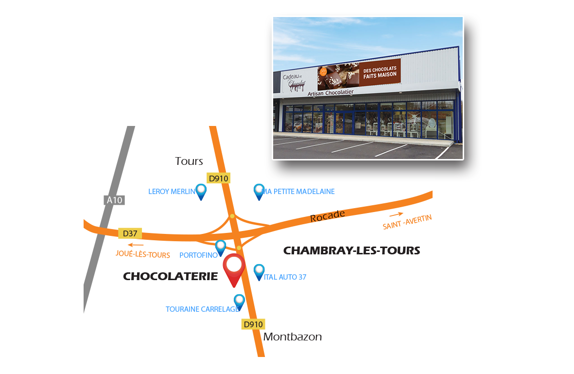 Accès chocolaterie de Chambray lès Tours 37170